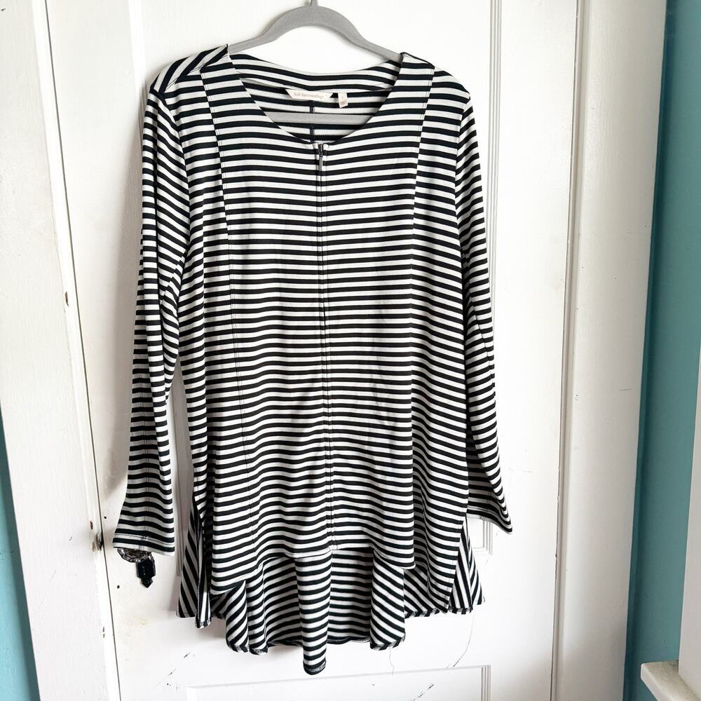Soft Surroundings Calista Striped Lightweight Zip Up Jacket Lagenlook Large L